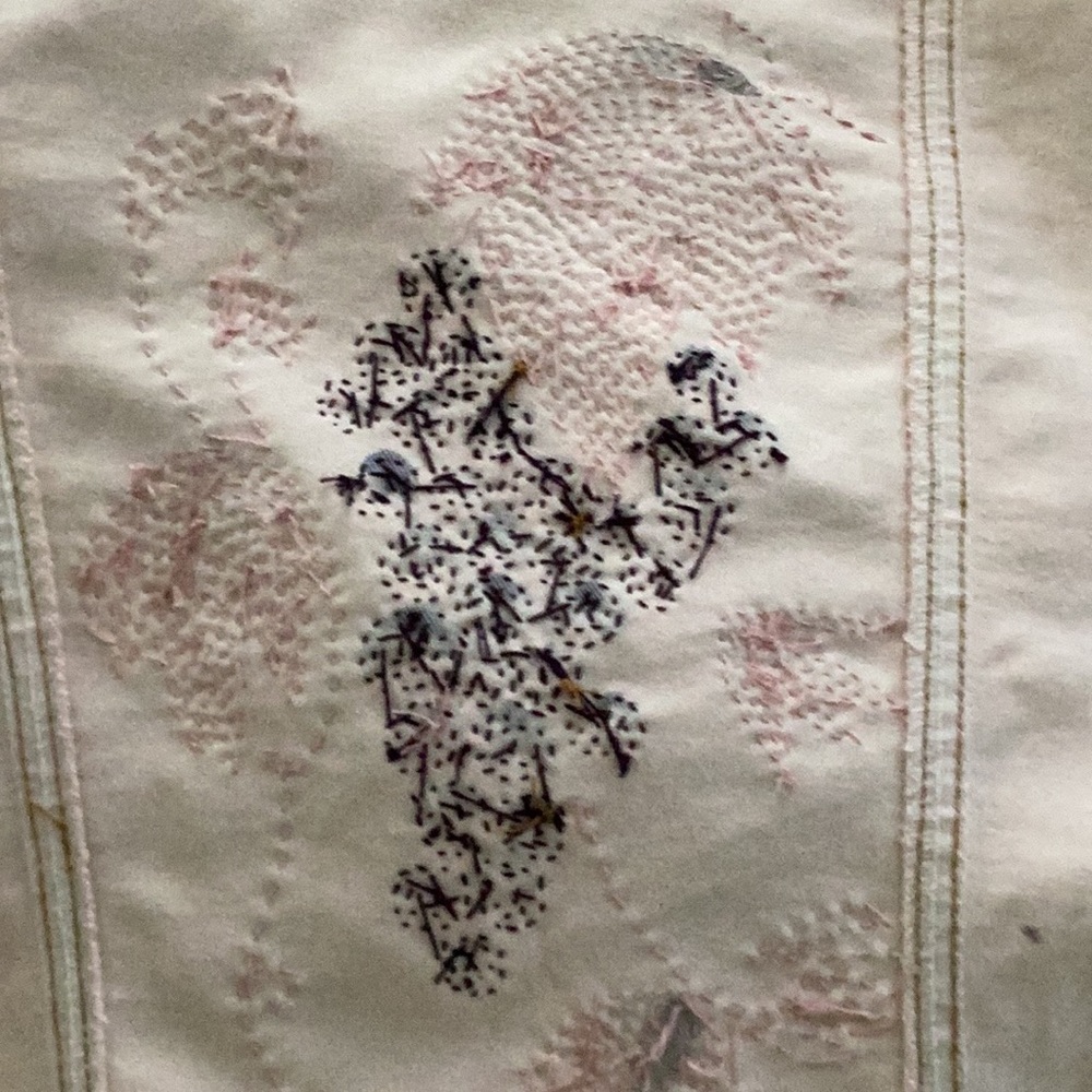 Michael R Dan 1962 vintage jean jacket beaded maximalist pink whimsy M - Picture 6 of 10